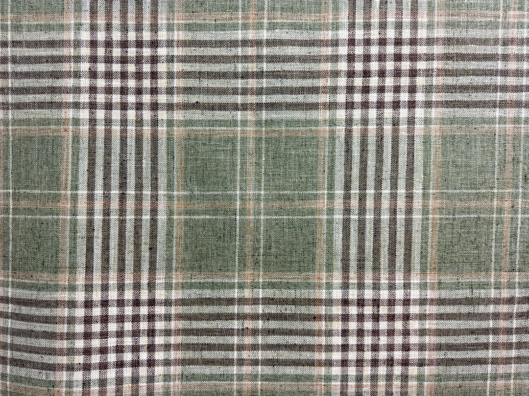 green and brown plaid fabric