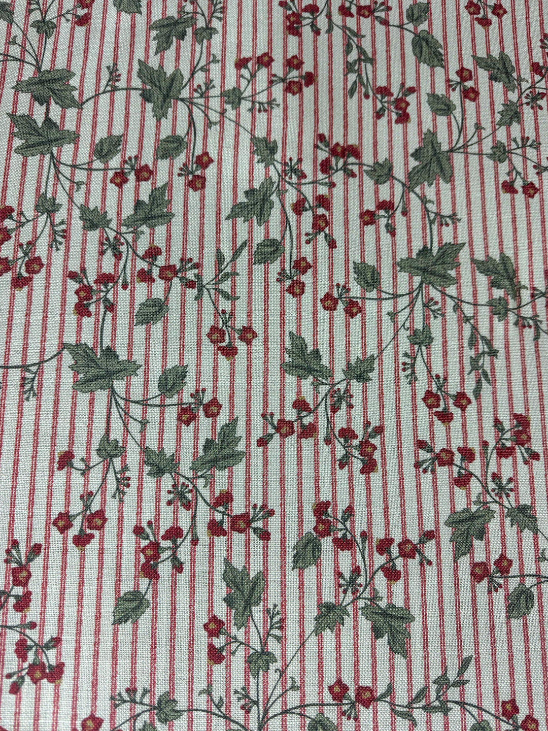 red floral fabric stripe