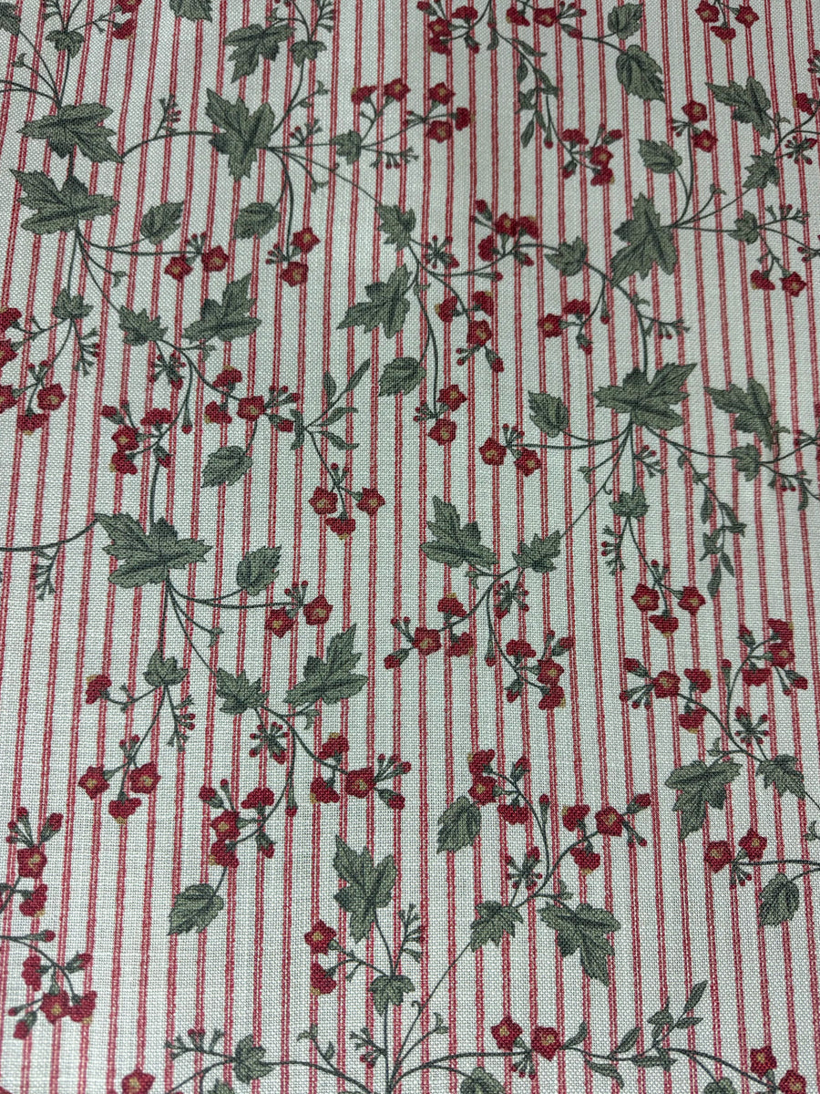 red floral fabric stripe