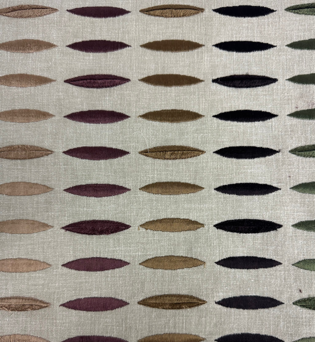 embroidered striped multi-colored fabric