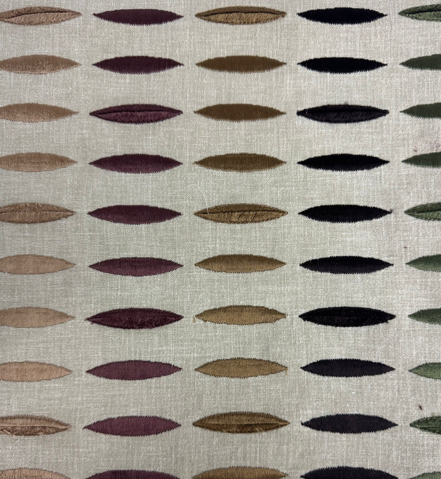 embroidered striped multi-colored fabric