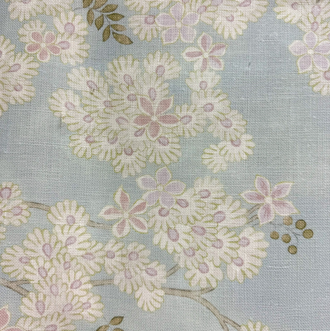 blue and purple floral linen fabric