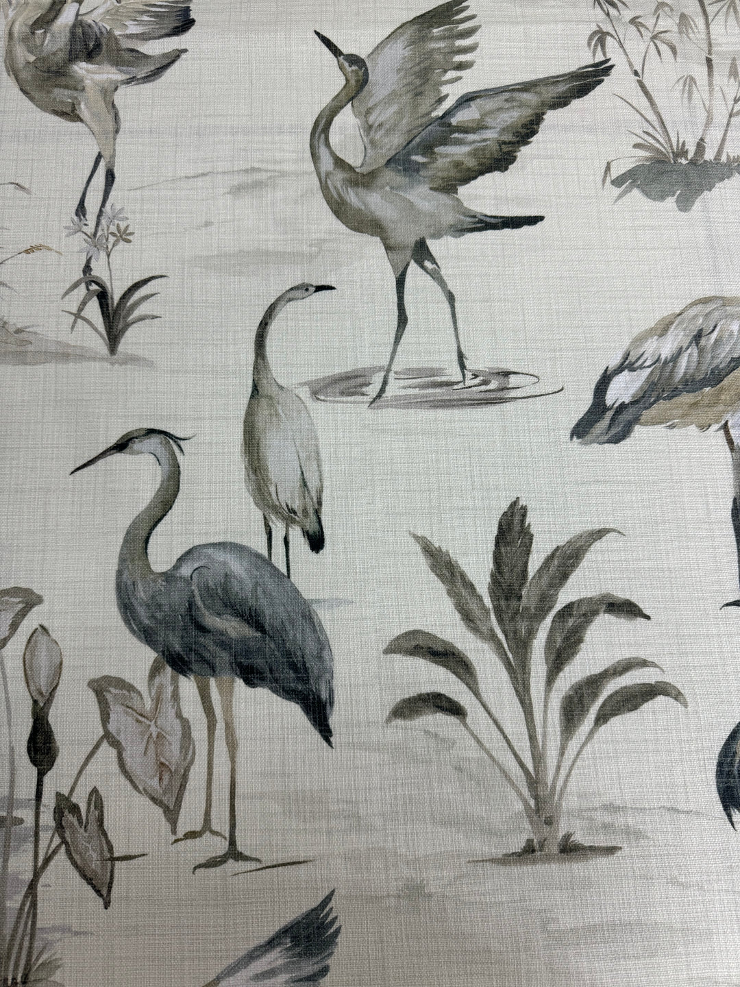 birds, cranes, wildlife, drapery, upholstery fabric by the yard