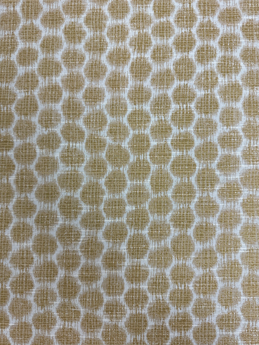 gold, dotted, geometric, drapery, upholstery fabric by the yard