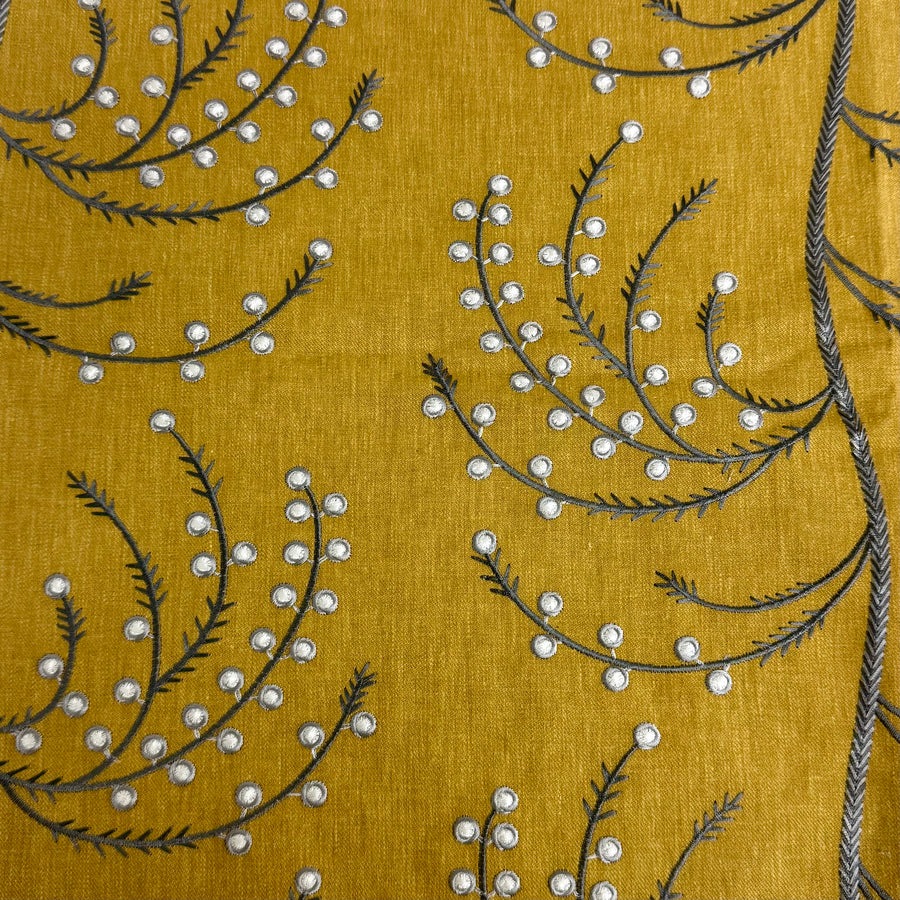embroidered floral drapery fabric
