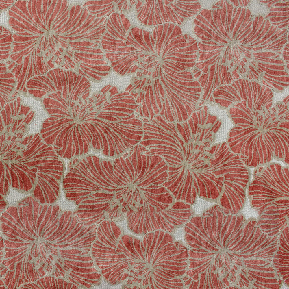 Red floral pattern on a beige background