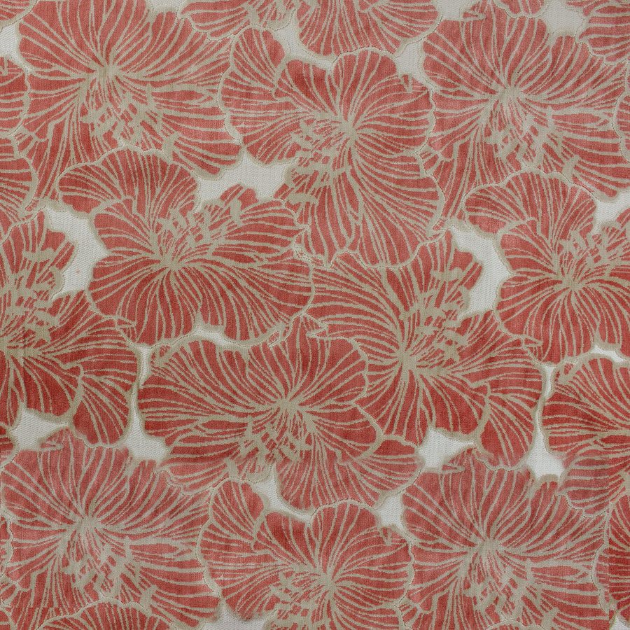 Red floral pattern on a beige background