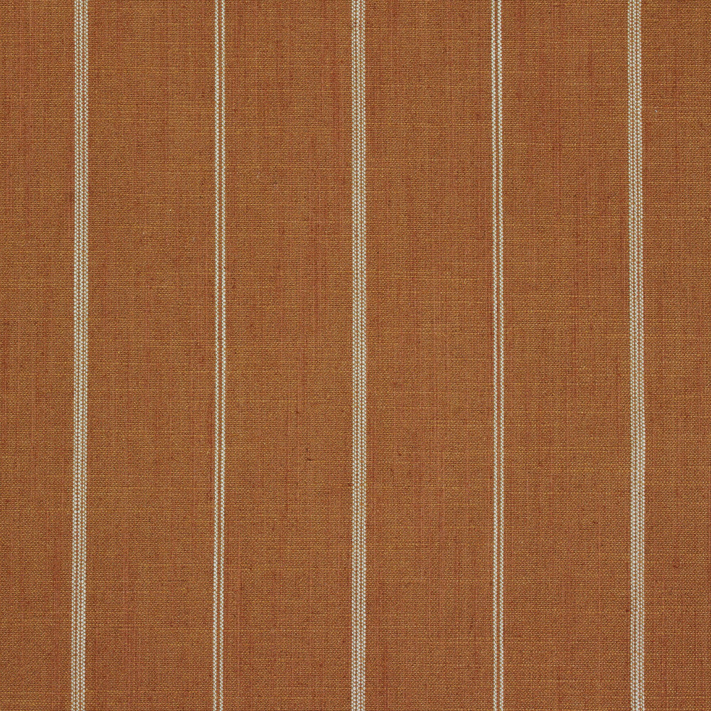 Leon in Pumpkin, an orange and ivory ticking stripe fabric