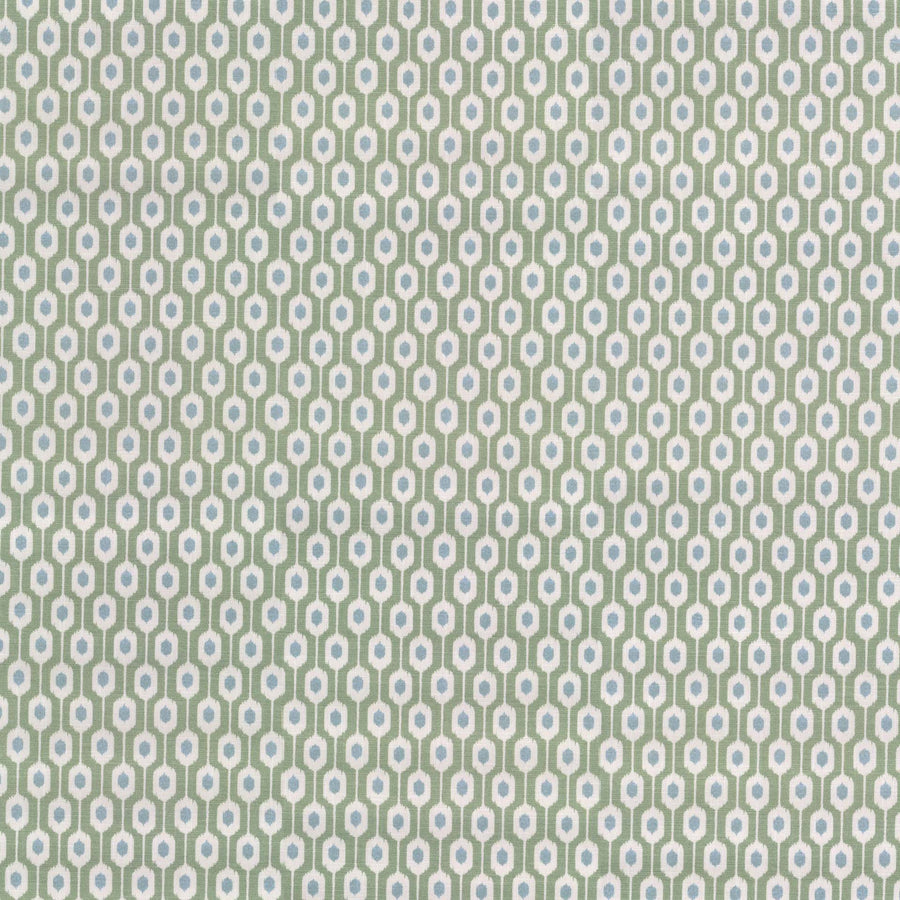 green and blue dotted drapery