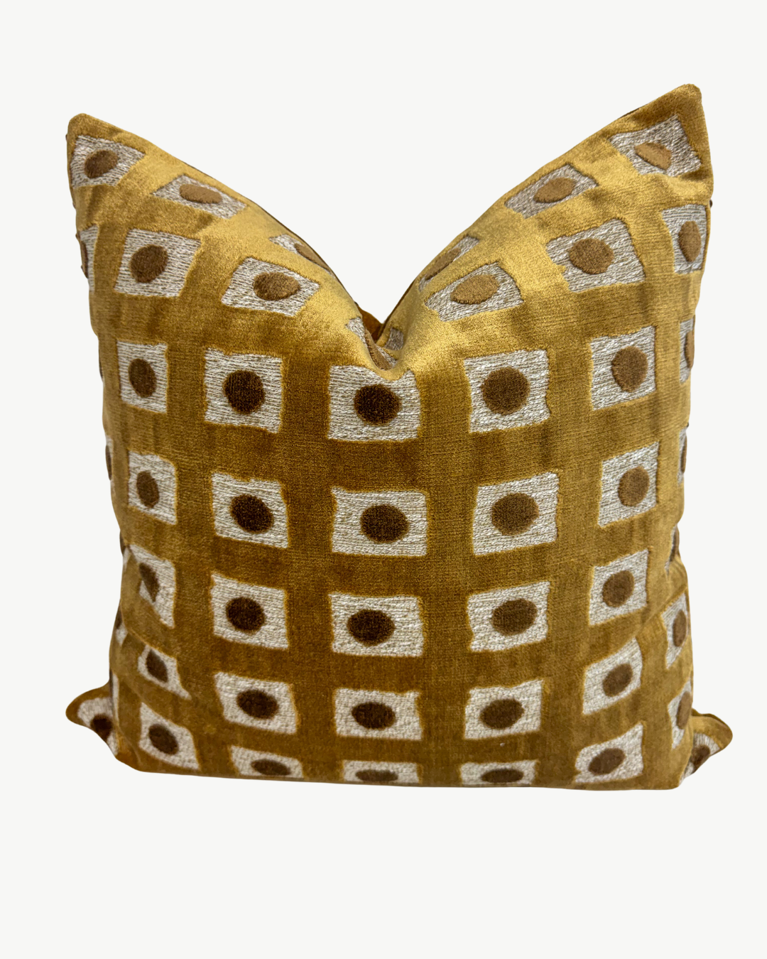 gold checkered dot velvet decorative pilow