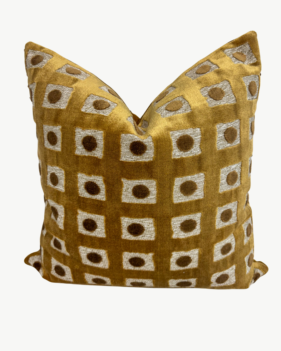 gold checkered dot velvet decorative pilow