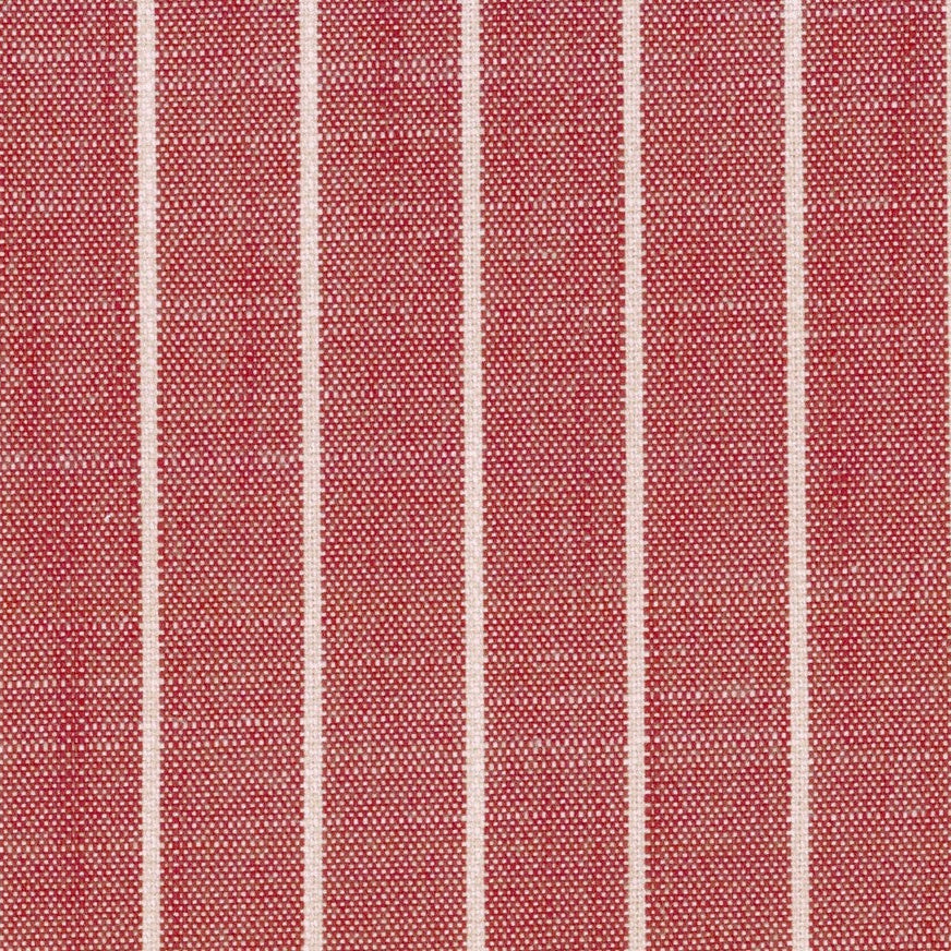 Red fabric with white vertical stripes
