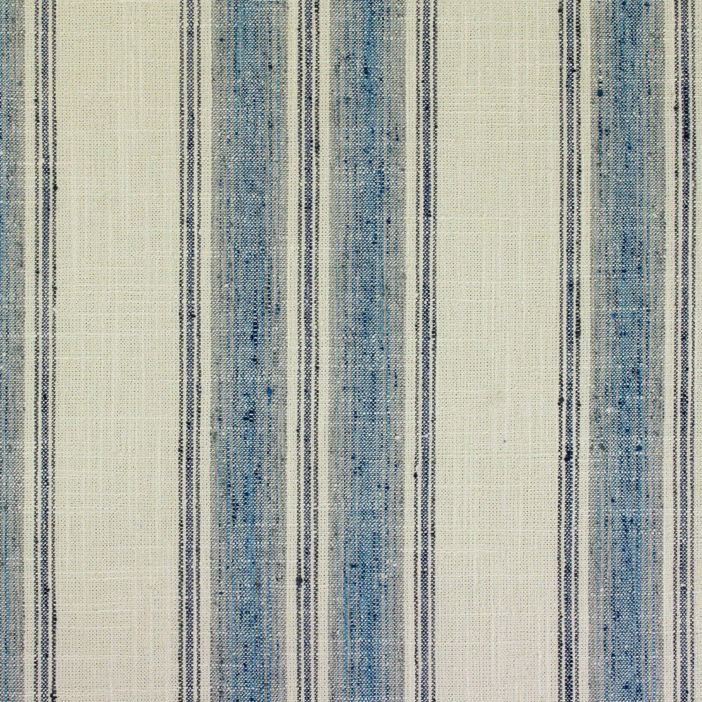 Textured fabric with blue and gray vertical stripes on a neutral background