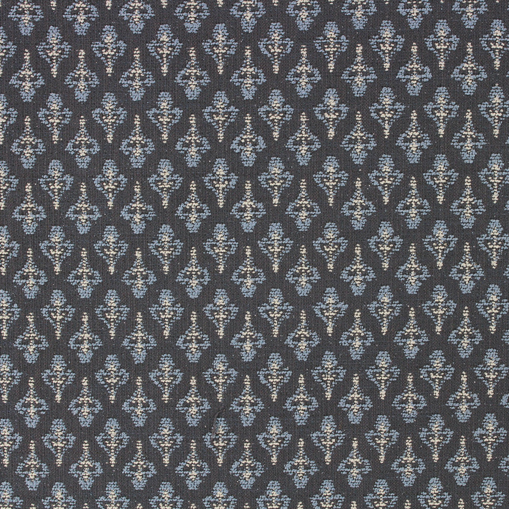 navy and blue embroidered fabric