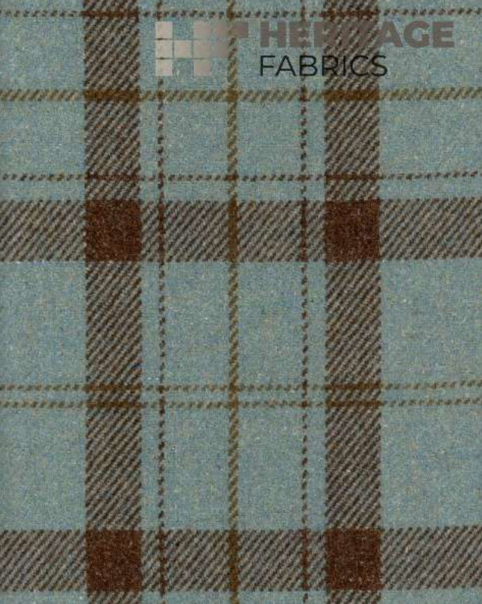 turquoise and brown check fabric