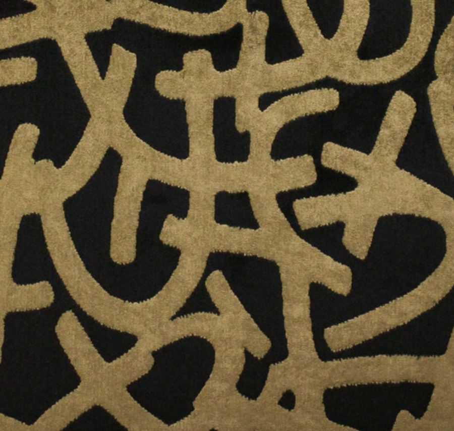 black and gold abstract cut velvet