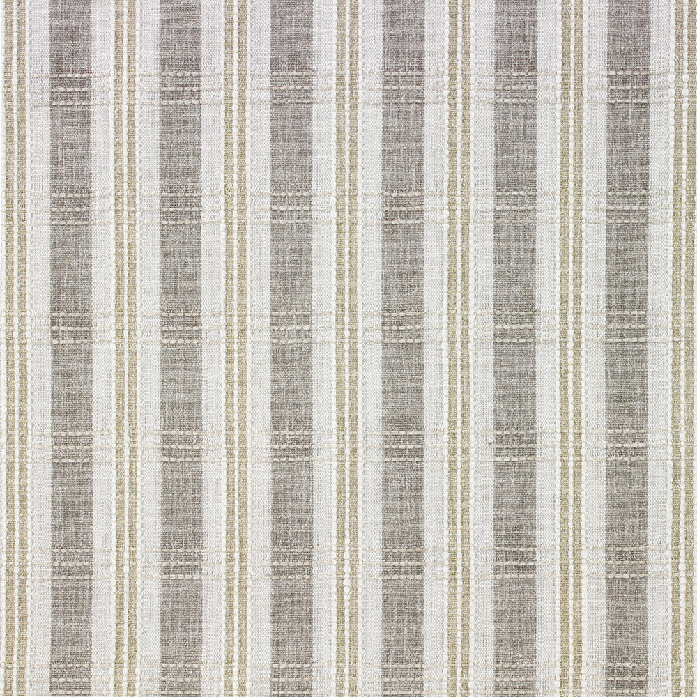 Textured fabric with horizontal stripes in gray, beige, and white on a white background