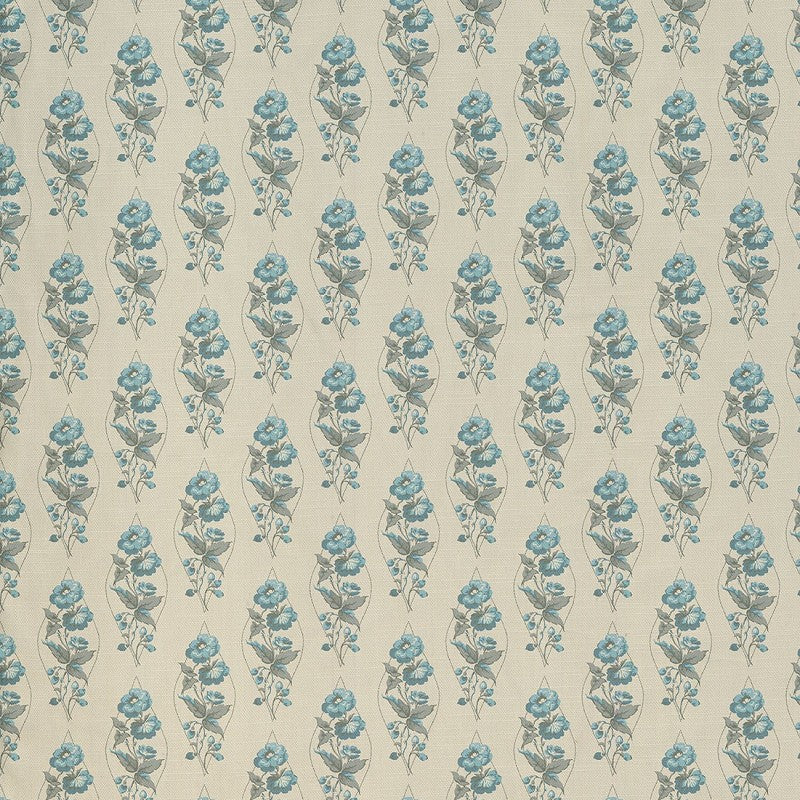 blue ivory and grey floral fabric