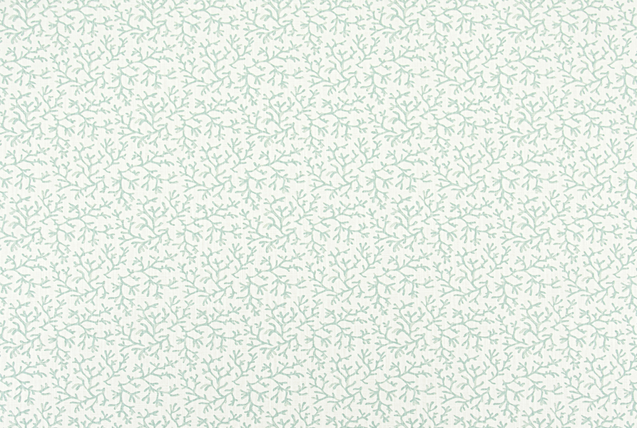 floral coastal aqua pattern fabric on white background
