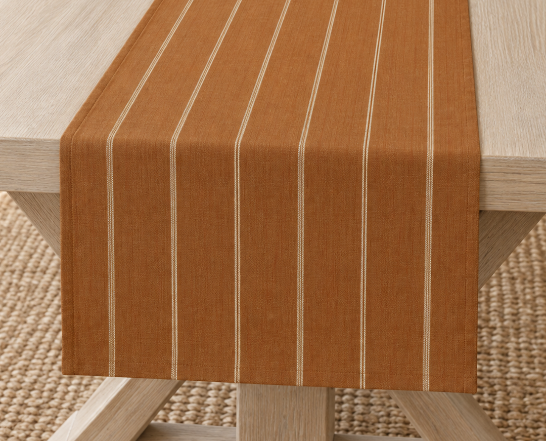 Leon Pumpkin Striped Table Runner