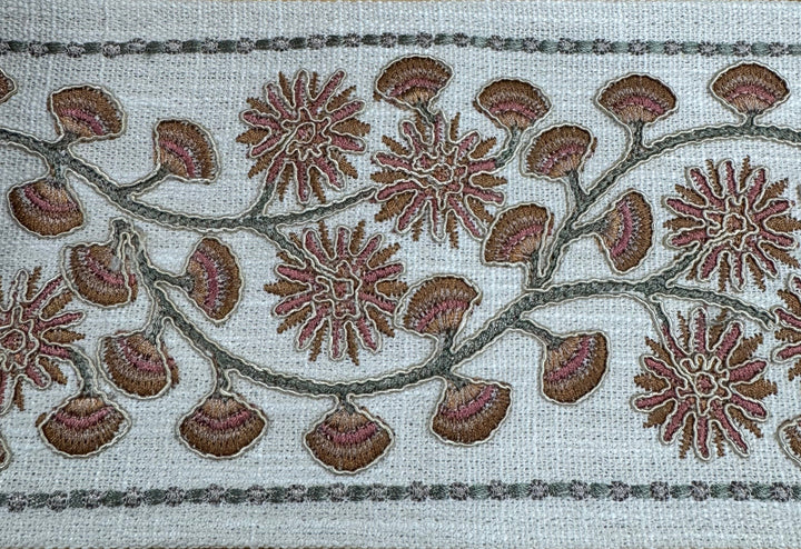 Decorative fabric trim with floral embroidery 