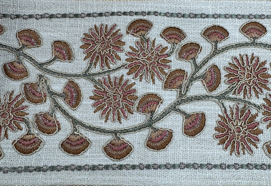 Decorative fabric trim with floral embroidery 