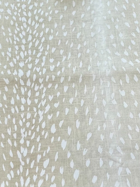 beige, ivory, deer, animal print, linen, drapery, bedding fabric